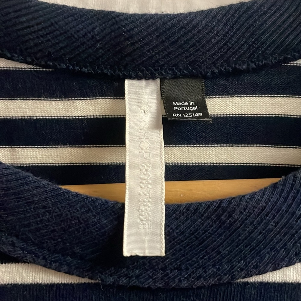 Top shop boutique women’s long sleeve sz 6 navy and white striped dress - Picture 2 of 8